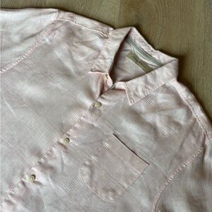 Tommy Bahama Men 100% Linen Button Up Hawaiian Shirt XL Light Pink